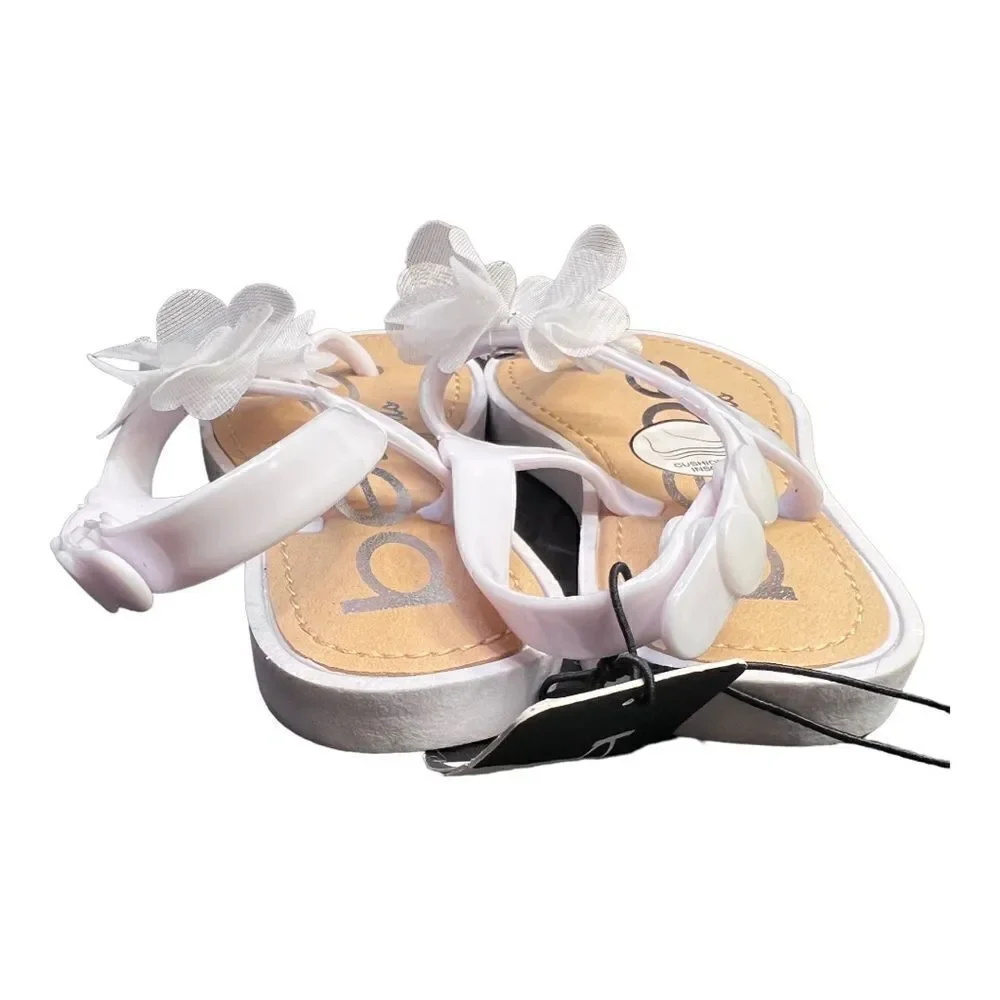 Bebe girls jelly sandals - size 7/8- white Chiffon Flower Girl NWT